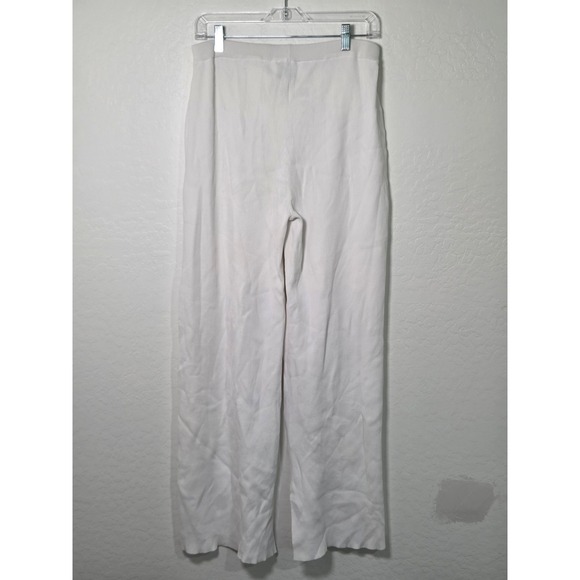 Legoe Heritage Pants - Legoe Heritage White Ribbed Knit Wide Leg Drawstring Pants Women Size 2 L/H